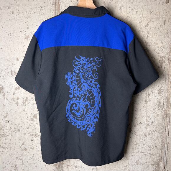 Casino Wear Dragon Tribal Flames Large Y2K Button Up Shirt - Picture 5 of 5